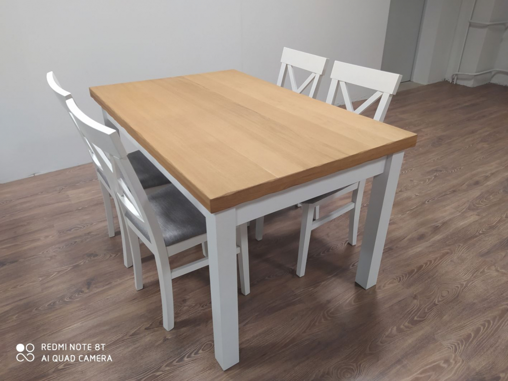 Zestaw - biały stół z 4 krzesłami
